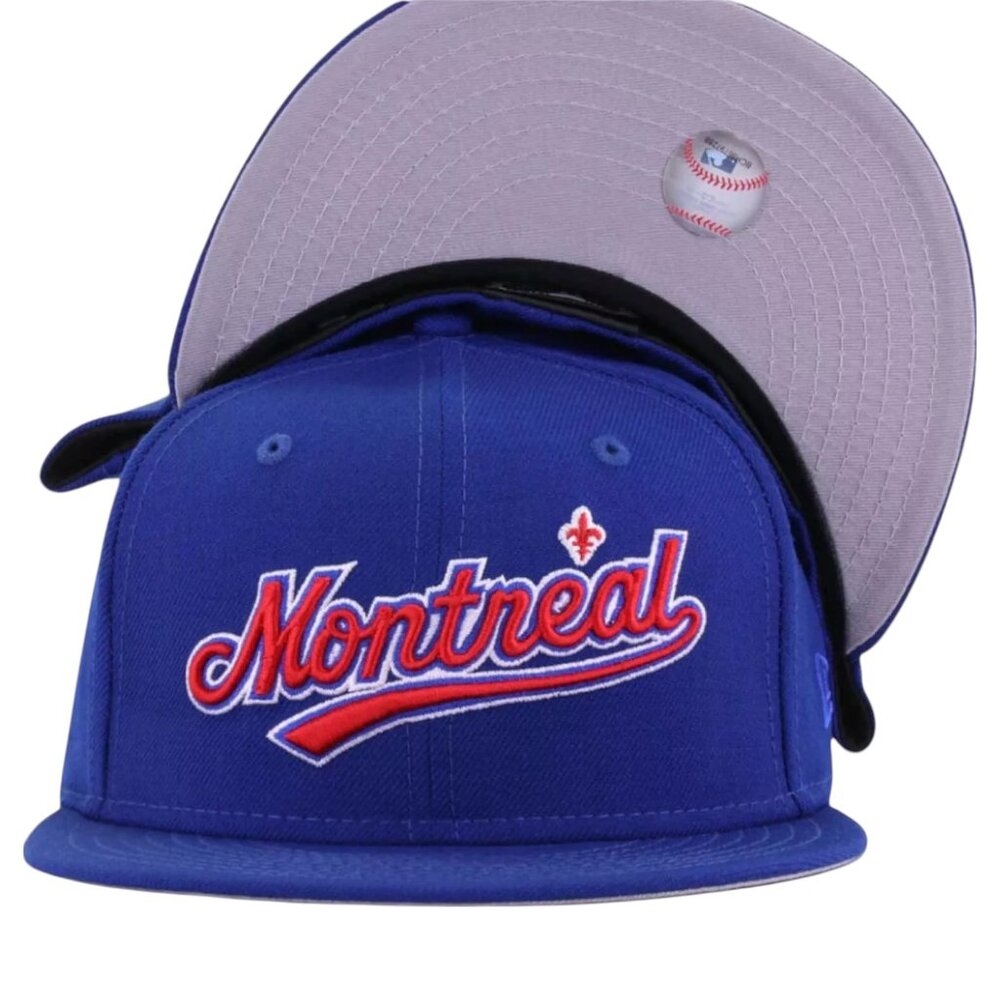 New Era Montreal Expos Wordmark 59FIFTY Fitted Hat Cap Royal Blue Size 7 1/8
